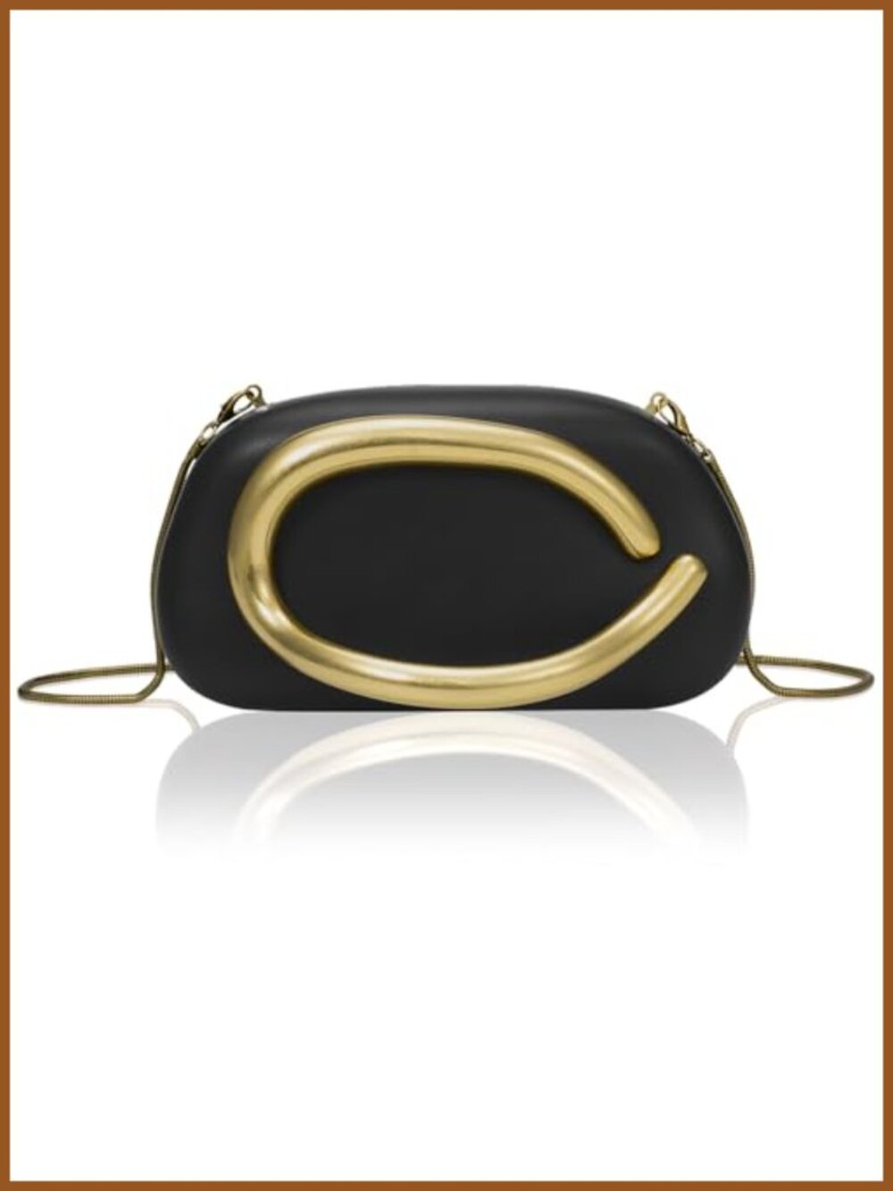PU Leather Evening Clutch Crossbody Bag Chain Strap Metal Decoration